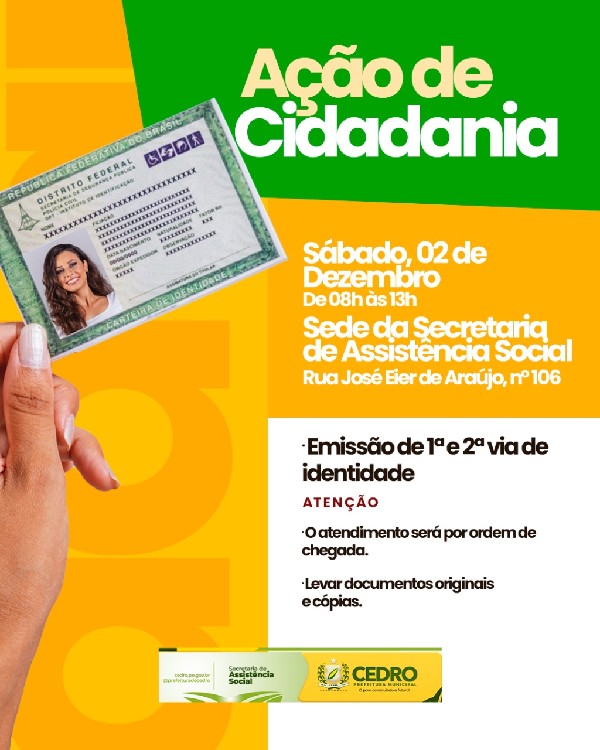 Prefeitura de Cedro-PE oferece emissão de identidade na Ação de Cidadania